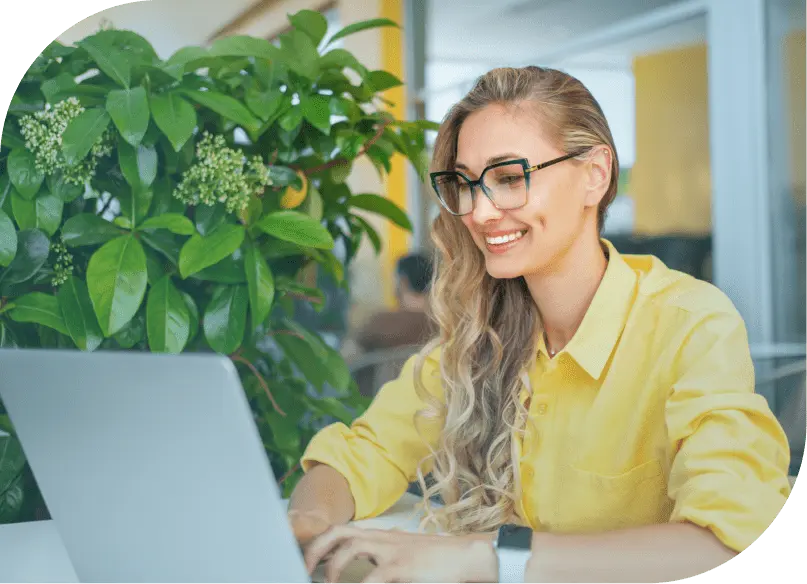 faq woman working at computer